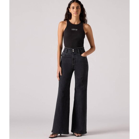 Levi's Women's 26x32 Jeans Ribcage Bell First Or Last No Dp - Black - Picture 1 of 6